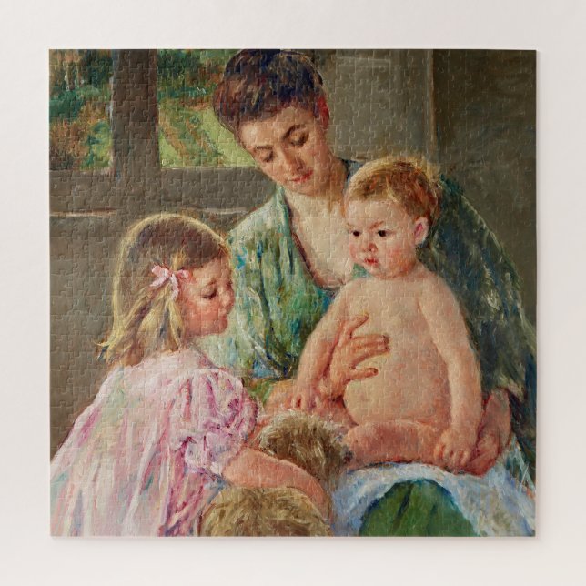 Kinder, die mit Hund spielen von Mary Cassatt (Vertikal)