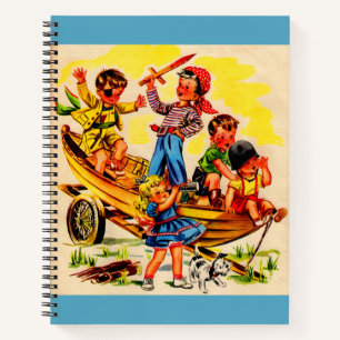 Kinder, die Piraten spielen Notizbuch