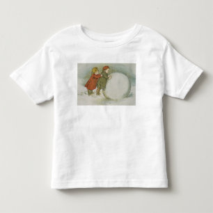 Kinder, die Schneebälle rollen Kleinkind T-shirt