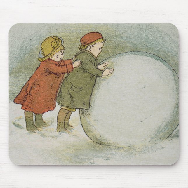 Kinder, die Schneebälle rollen Mousepad (Vorne)