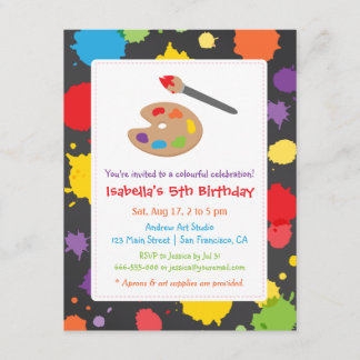 Kinder, die Splats Farben-Party Einladungen malen