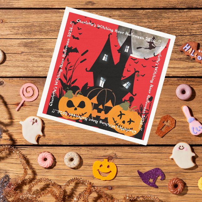 Kinder, die stundenlang Halloween-Party halten Serviette (Witching Hour Halloween Party Napkin)