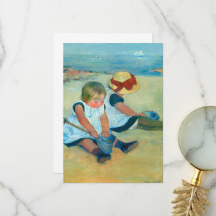 Kinder, die von Mary Cassat am Strand spielen Dankeskarte