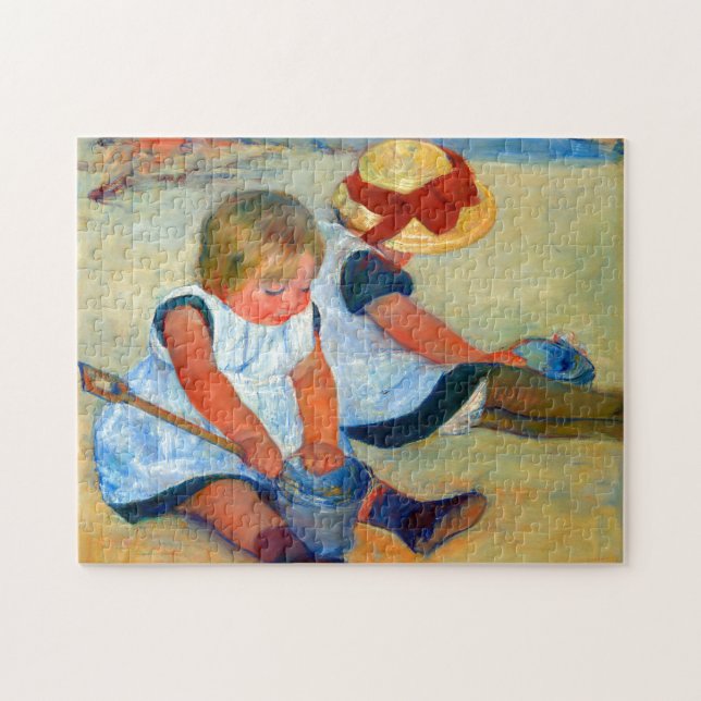 Kinder, die von Mary Cassatt am Strand spielen  (Horizontal)