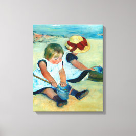 Kinder, die von Mary Cassatt am Strand spielen Leinwanddruck