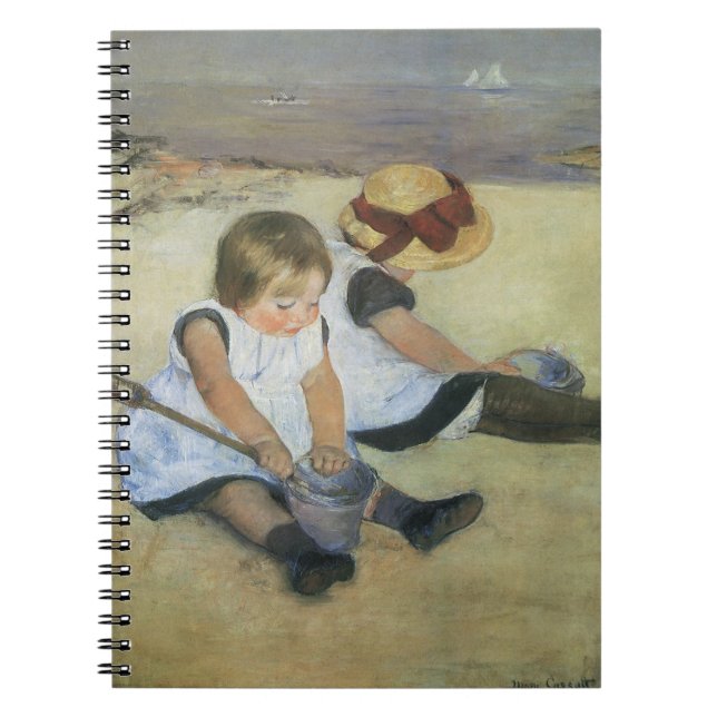 Kinder, die von Mary Cassatt am Strand spielen Notizblock (Vorderseite)