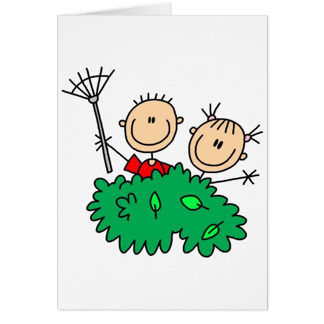 Kinder, die Yardwork-Karte tun (Vorne)