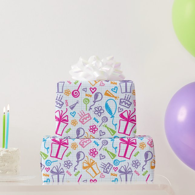 Kinder, die zum Geburtstag Gezeichnet werden Geschenkpapier (Partygeschenke)