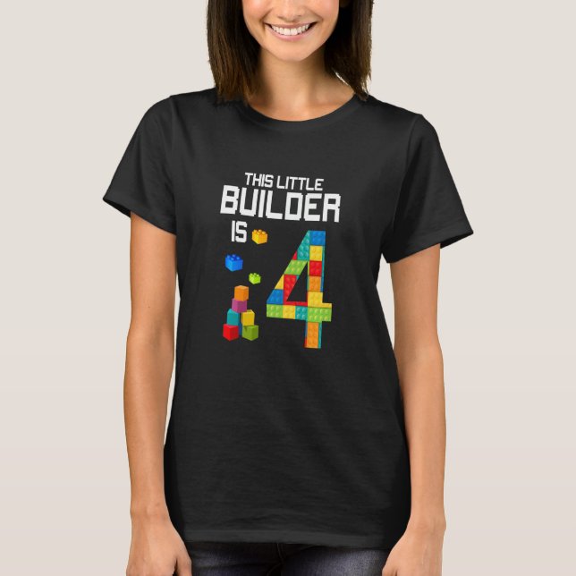 Kinder Dieser kleine Erbauer ist 4 Gebäude Blöcke  T-Shirt (Vorderseite)