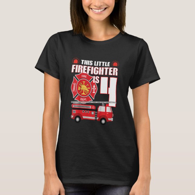 Kinder dieser kleine Feuerwehrmann ist 4 Jahre alt T-Shirt (Vorderseite)