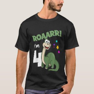 Kinder Dino Birthday Roaar I bin 4 Jahre Dinosauri T-Shirt