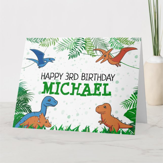 Kinder Dino Jurassic Trex Boy Dinosaur Geburtstag Karte (Vorderseite)