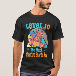 Kinder Dinosaurier10th Birthday Gamer Dino Level 1 T-Shirt