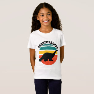 Kinder Dinosaurier Brontosaurus Retro Sonnenunterg T-Shirt