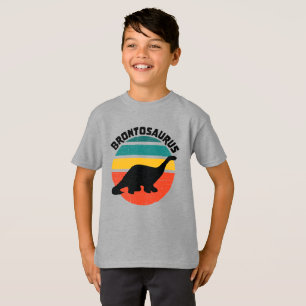 Kinder Dinosaurier Brontosaurus Retro Sonnenunterg T-Shirt