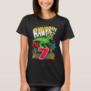 Kinder Dinosaurier Rawr Ich bin 7 Jahre 7. Geburts T-Shirt