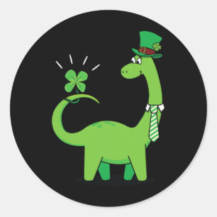 Kinder-Dinosaurier-St.-Patricks-Day-Shamrock-Shirt Runder Aufkleber