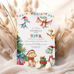 Kinder Dinosaurier Vierte Geburtstagsparty Einladu Einladung