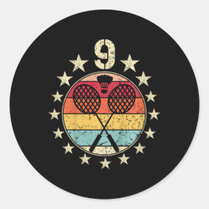 Kinder Dminton Geburtstag 9 Jahre Junge Dminton 9. Runder Aufkleber