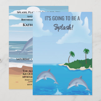 Kinder Dolphin Beach Geburtstagsparty Einladung