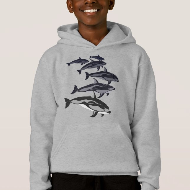 Kinder Dolphin Hoodie White Side Dolphin Sweatshir (Vorderseite)