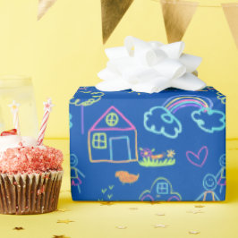 Kinder Doodles farbenfrohe Kinder Zeichnen Geschen Geschenkpapier