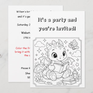 Kinder Drache Färbparty Digitale Download Einladung