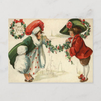 Kinder draußen im Schnee Postkarte