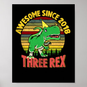 Kinder Drei Rex 3. Geburtstag Dritter Dinosaurier Poster