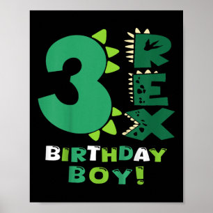 Kinder Drei Rex Geburtstag Junge 3. Geburtstag Din Poster