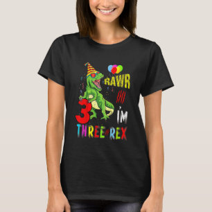 Kinder Drei Rex Geburtstagsparty Outfit Dinosaur 3 T-Shirt