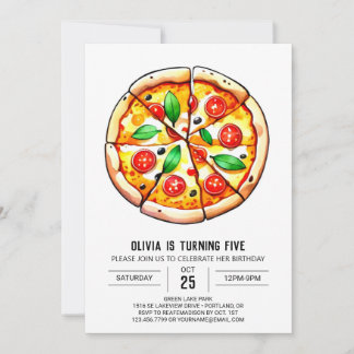 Kinder druckbare Pizza zum Geburtstag Einladung