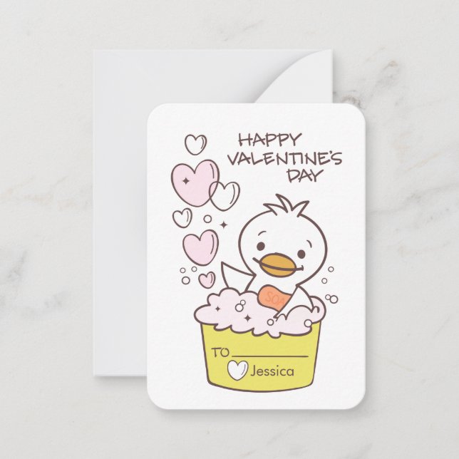 Kinder Duck Bubble Bath Hörsaal Valentine Mitteilungskarte (Vorderseite)