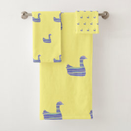 Kinder Ducky Duck Yellow Designer Look Badhandtuch Set