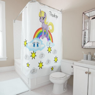 Kinder Duschvorhang Unicorn Sterne Regenbogenwolke
