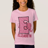 Kinder "E" Monogramm | Pink Elephant | gestreift