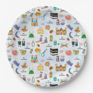 Kinder-Eid-Mubarak-Papierteller – Farbreiches Isla Pappteller