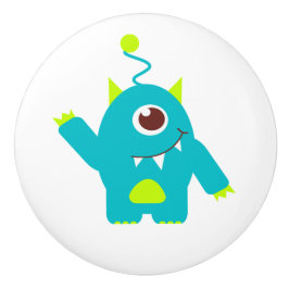 Kinder eine mit Augen Alien aqua zeichn / Türknauf Keramikknauf
