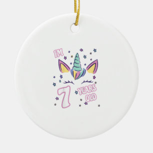 Kinder Einhorn 7. Geburtstag ich bin 7 Jahre alt M Keramik Ornament