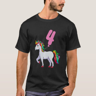 Kinder Einhorn mit Ballon 4. Geburtstag T-Shirt