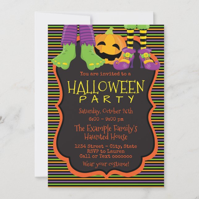 Kinder Einladungen für Niedliches Halloween-Party (Vorderseite)