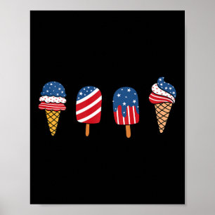 Kinder Eis 4. Juli Cooler Dessert Patriotisch Poster