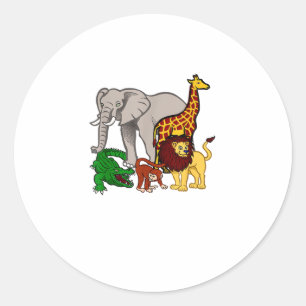 Kinder Elephant Giraffe Boys Girls Löwe Zoo Alliga Runder Aufkleber