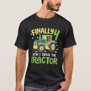 Kinder Endlich 4 Jahre alter Traktor 4. Geburtstag T-Shirt