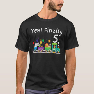 Kinder Endlich 5 Fünfter Geburtstagsparty Züge Zoo T-Shirt