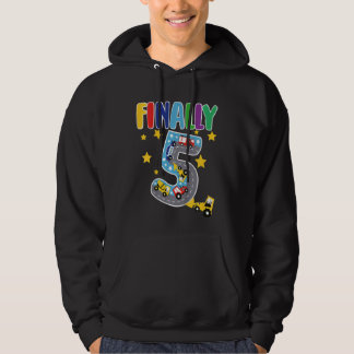 Kinder Endlich 5 Jahre Baggerpolizei Feuerkinder Hoodie