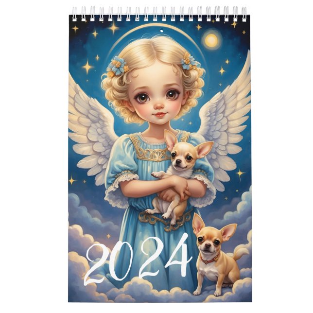 Kinder Engel und Niedliche Tiere. 2024 Kalender (Titelbild)