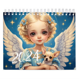 Kinder Engel und Niedliche Tiere. 2024 Kalender