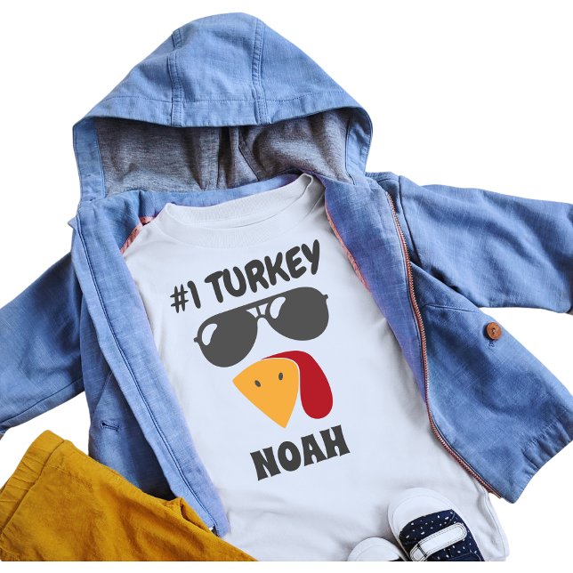 Kinder Erntedank Türkei mit Shades Name Baby T-shirt (Von Creator hochgeladen)