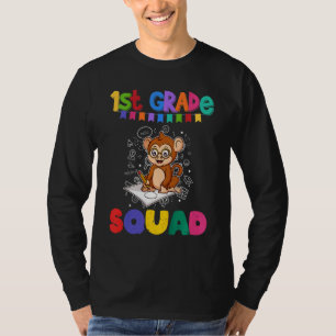 Kinder Erste Klasse Squad Affe Grundschule 2 T-Shirt